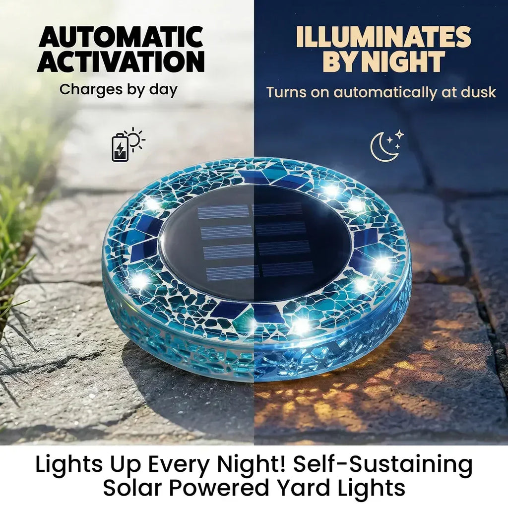 🌙 Glowing Mosaic Solar Garden Lights – Automatic Pathway Glow