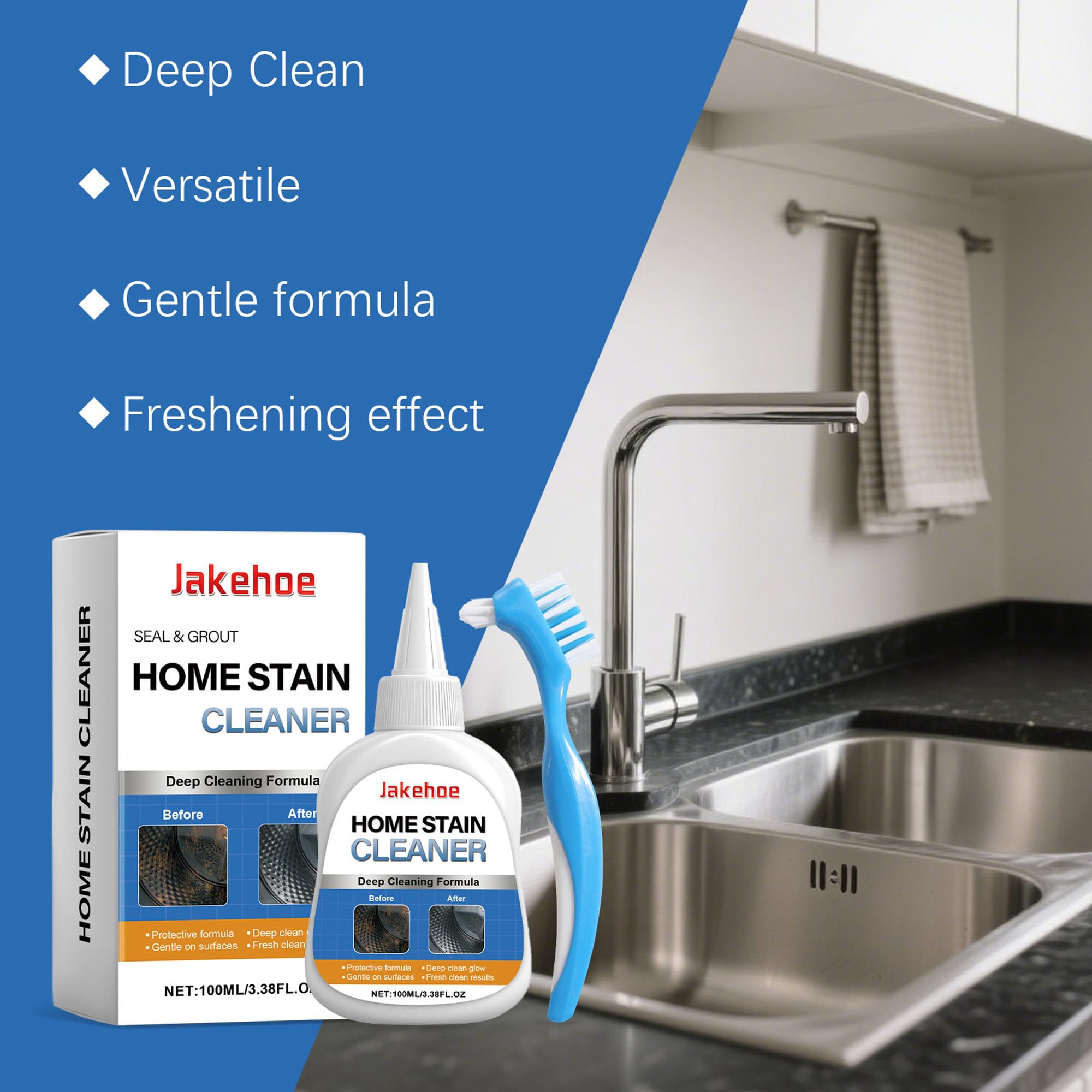 Home Stain Cleaner, Heavy Duty Mold & Bathroom Stain Remover with Brush