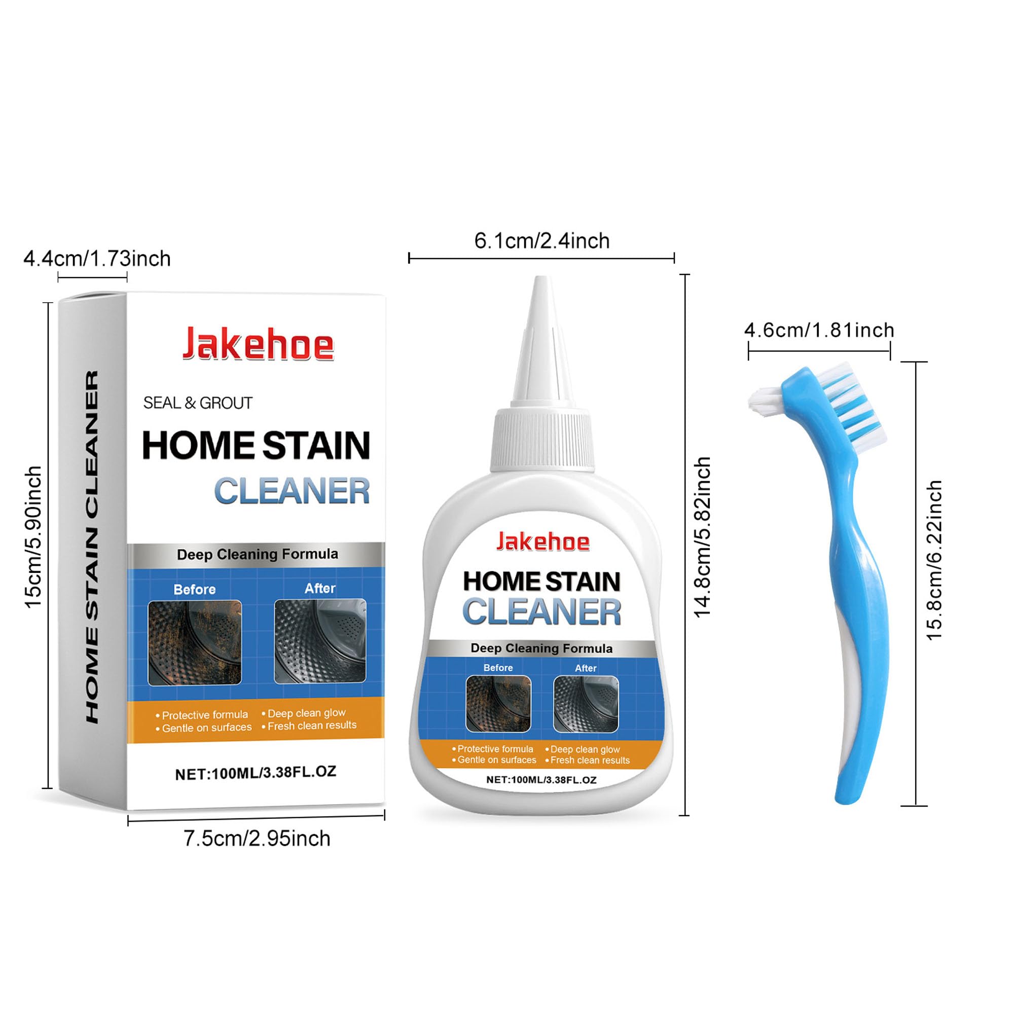 Home Stain Cleaner, Heavy Duty Mold & Bathroom Stain Remover with Brush