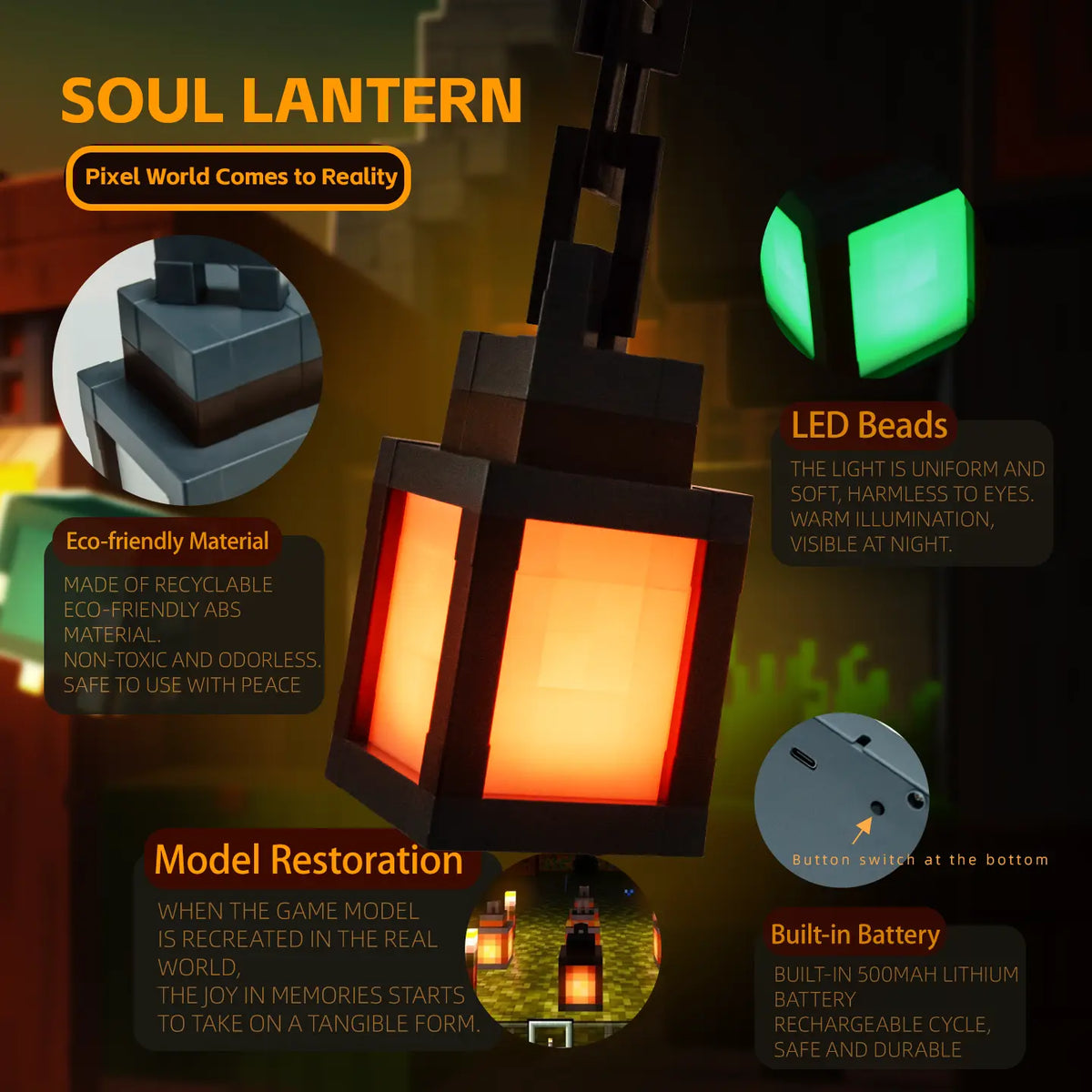 Pixel Minecraft Soul Lantern