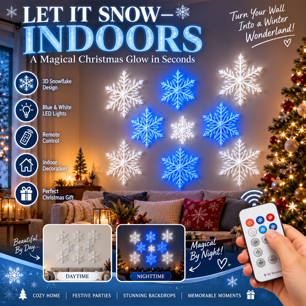 ❄️Christmas Snowflake Wall Lights – 3D LED Winter Wonderland Decor