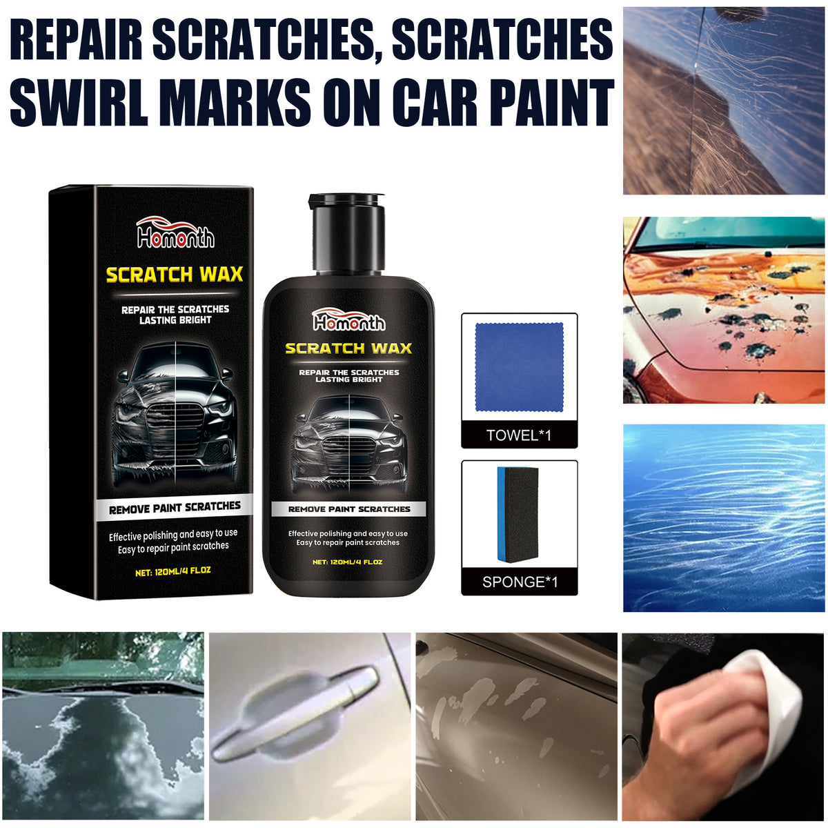 Car scratch repair wax - Car paint surface scratch, scrape and abrasion repair paste