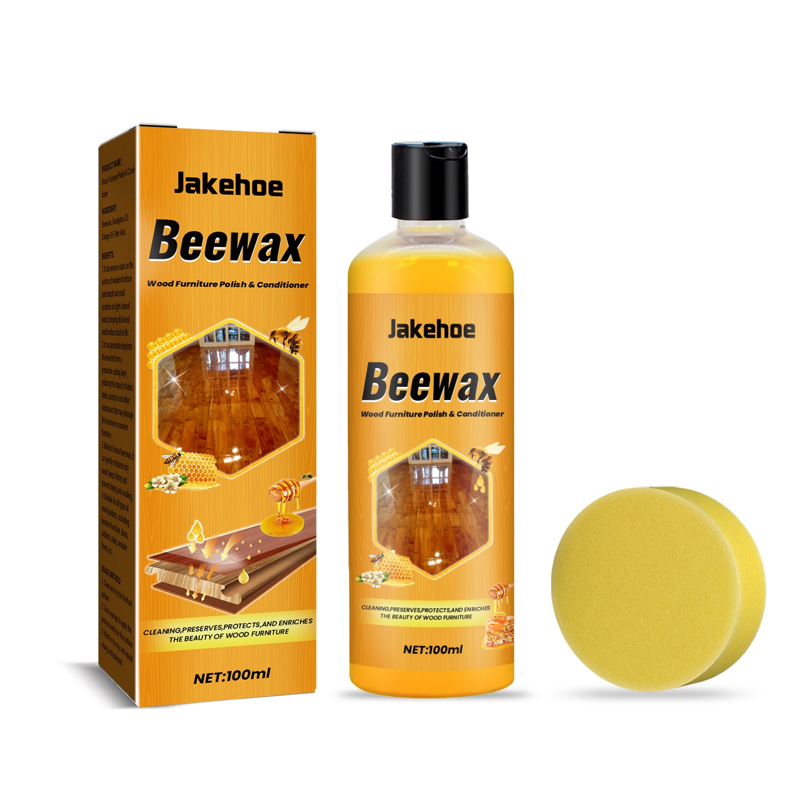 Beeswax Wood Polish for Dull Furniture Care, Non-greasy Wood Cleaner & Shine Enhancer