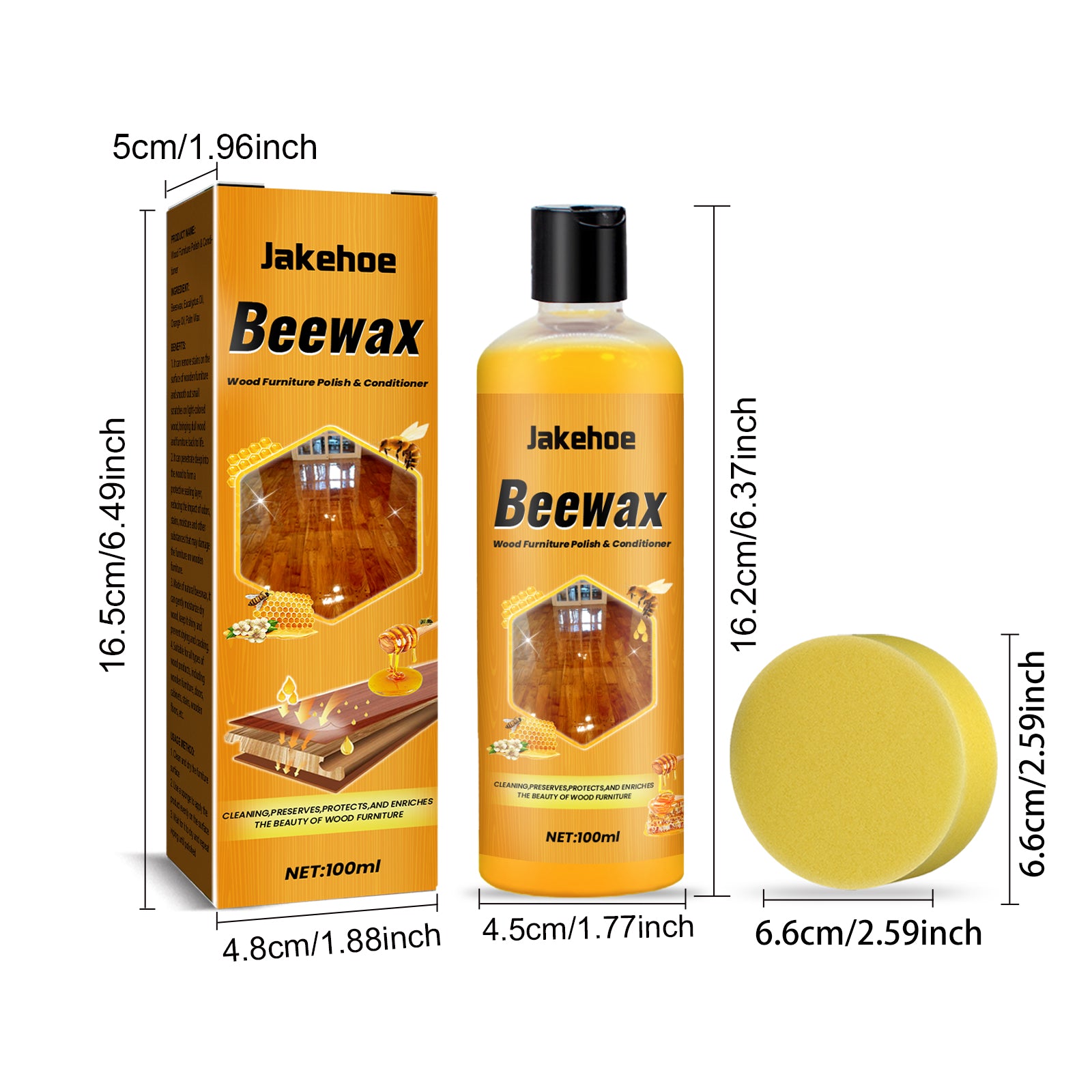 Beeswax Wood Polish for Dull Furniture Care, Non-greasy Wood Cleaner & Shine Enhancer