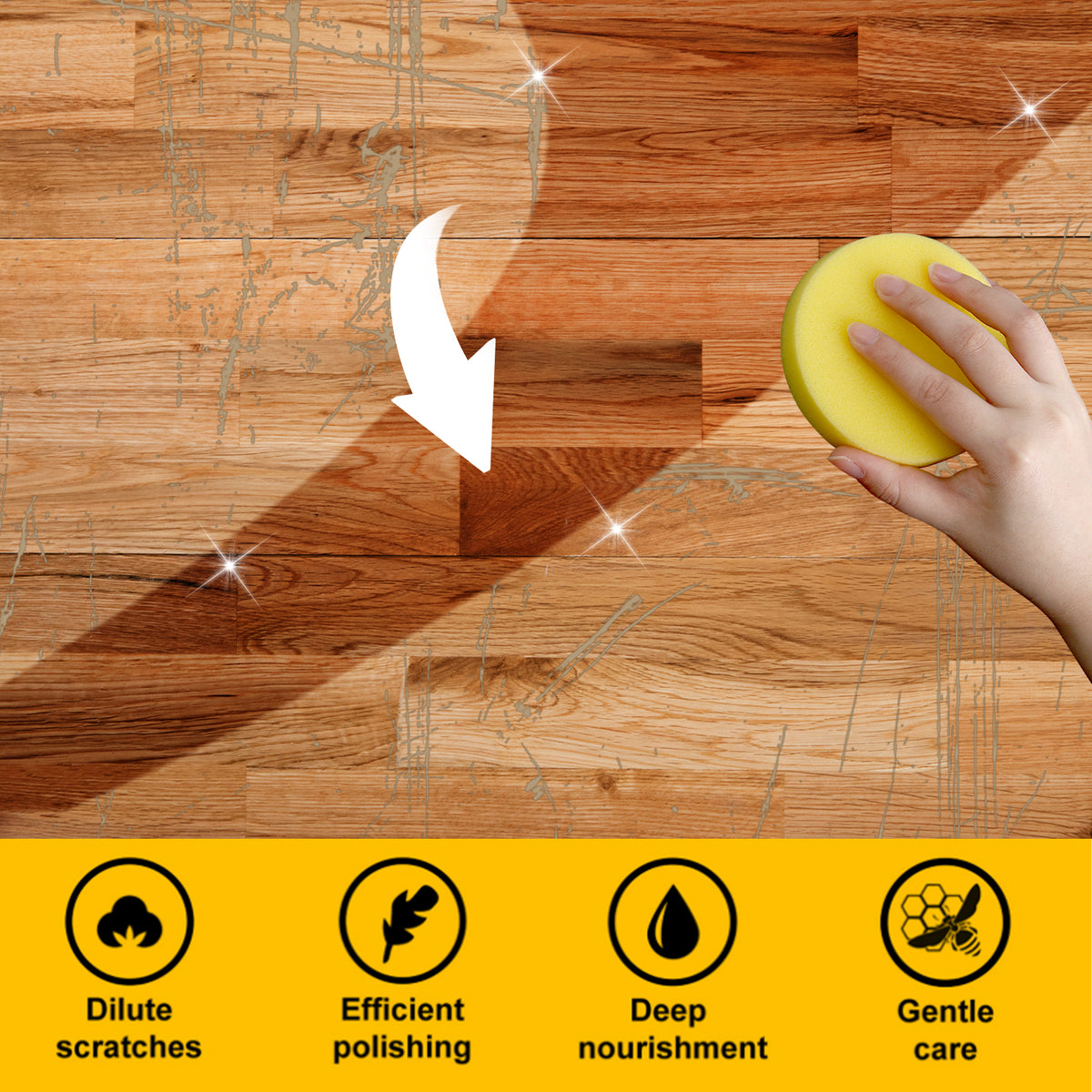 Beeswax Wood Polish for Dull Furniture Care, Non-greasy Wood Cleaner & Shine Enhancer