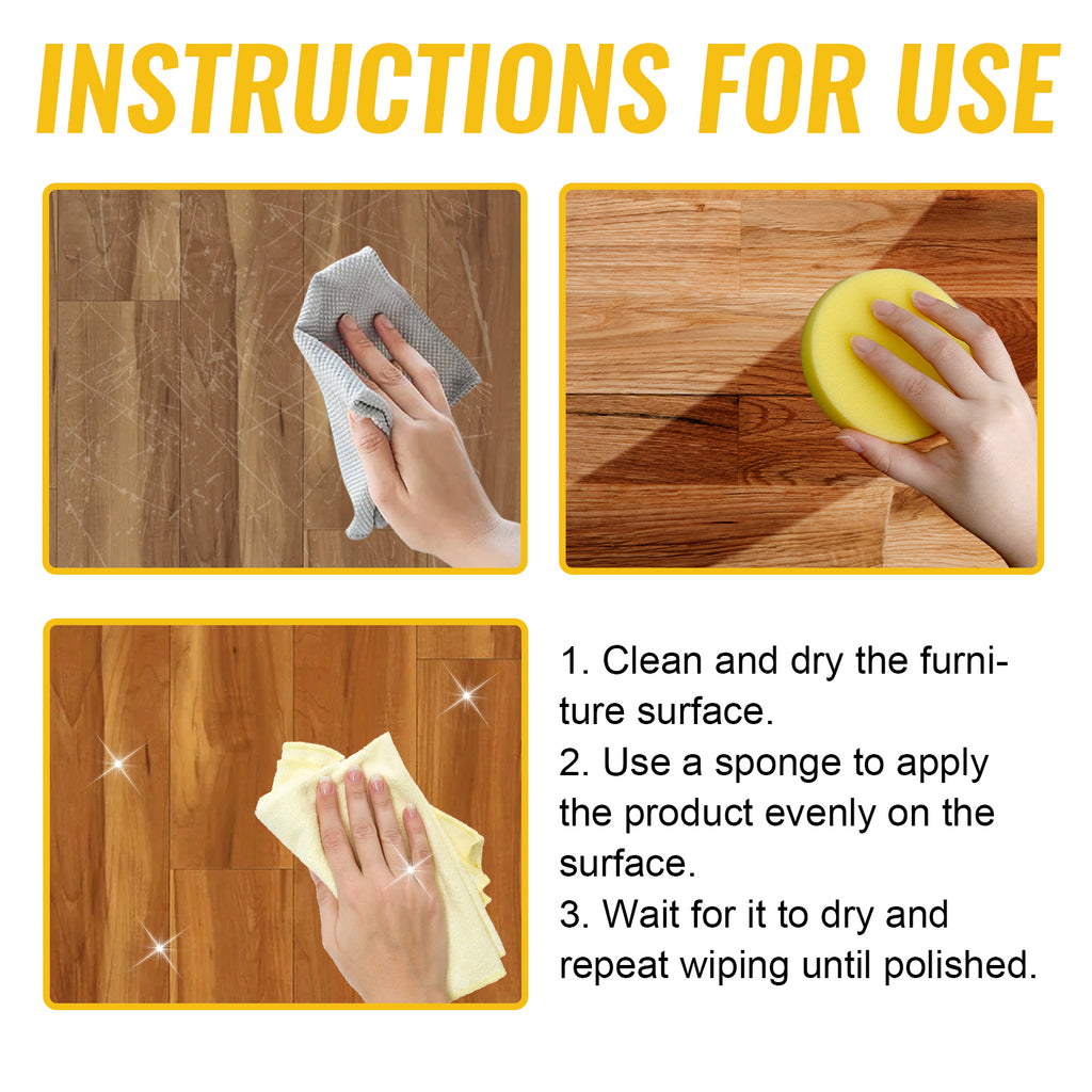 Beeswax Wood Polish for Dull Furniture Care, Non-greasy Wood Cleaner & Shine Enhancer