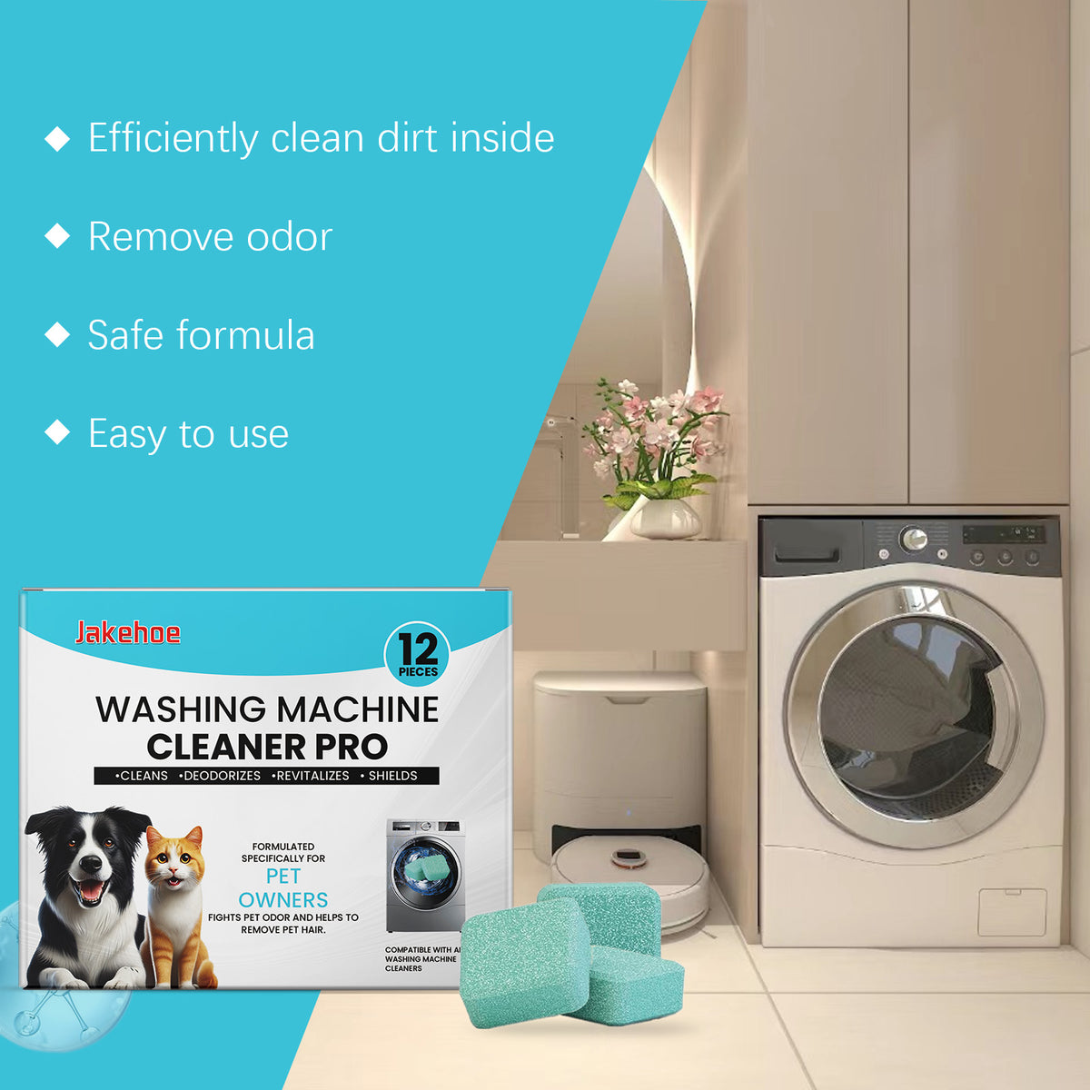 Washing Machine Cleaner Descaler 12 Pack - For HE Front Loader & Top Load Washer