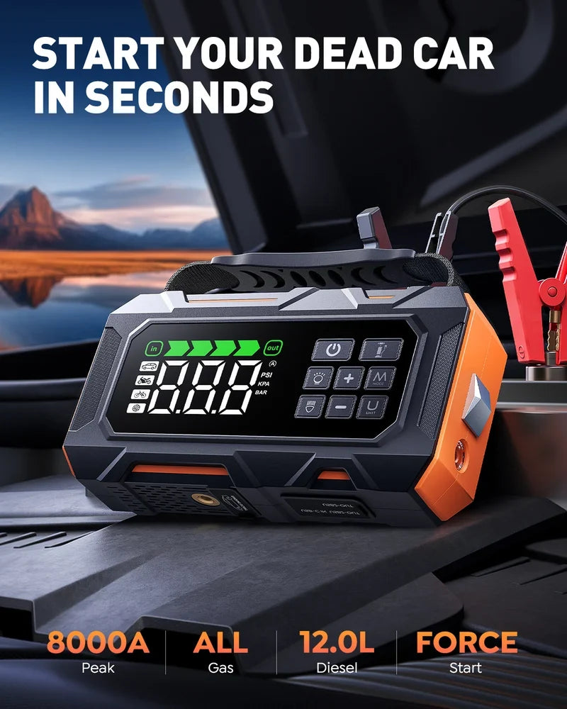 BUTURE Beta09 Car Jump Starter 8000A, 160 PSI Air Compressor, 26800mAh Battery Booster, 16-in-1 Roadside Emergency Kit for 12V Vehicles