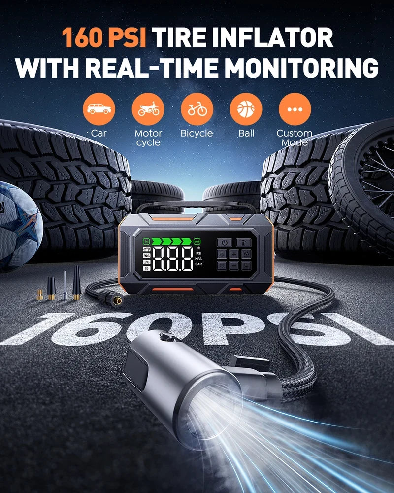 BUTURE Beta09 Car Jump Starter 8000A, 160 PSI Air Compressor, 26800mAh Battery Booster, 16-in-1 Roadside Emergency Kit for 12V Vehicles