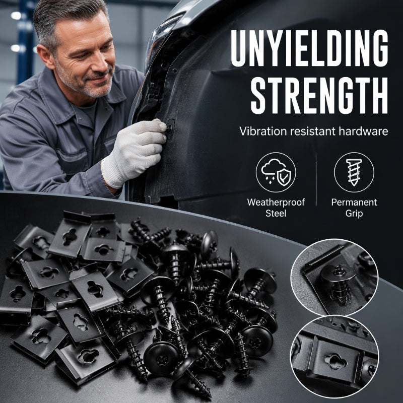 Automotive Metal U-Clip & Screw Fastener Set – M4/M5 Panel Clips