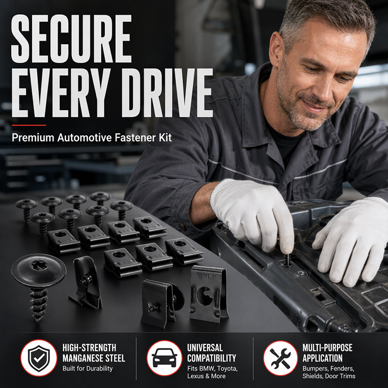 Automotive Metal U-Clip & Screw Fastener Set – M4/M5 Panel Clips