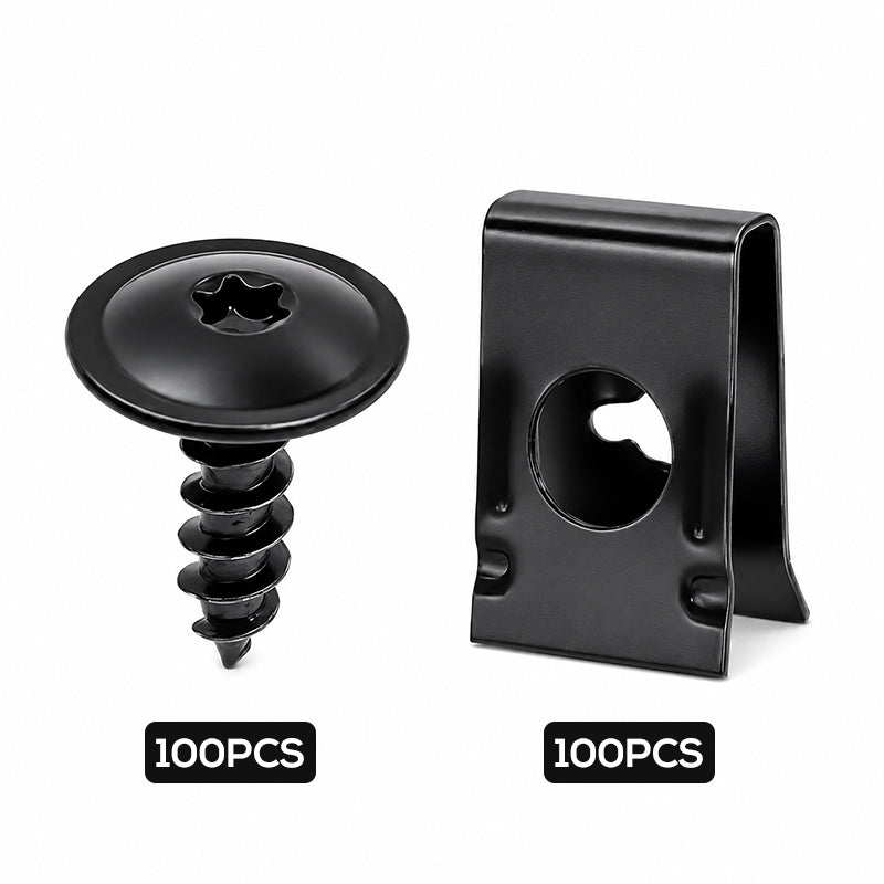 Automotive Metal U-Clip & Screw Fastener Set – M4/M5 Panel Clips